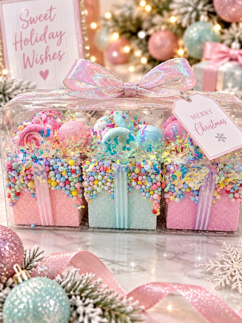 Christmas Tree Sweets Candy Cake Gift Boxes Ornaments Wreath Attachments